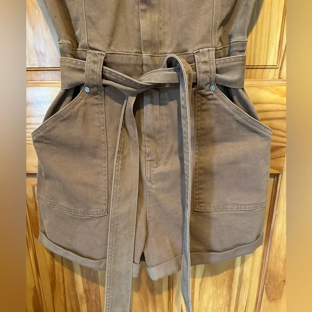 NWT Avec Les Files Brown Sleeveless Utility Jumpsuit - Picture 3 of 14